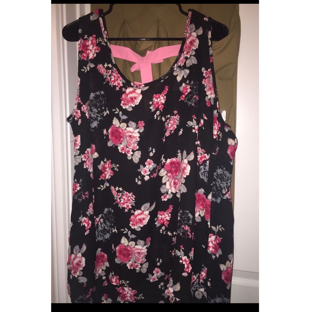 Black and pink floral blouse